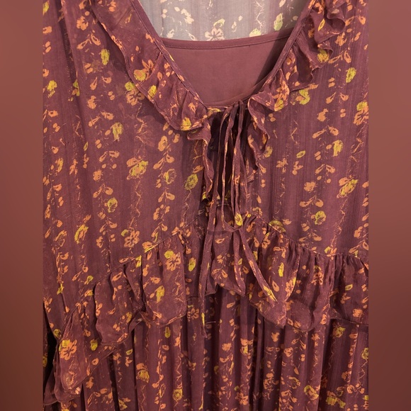 Sundance Lettie Maroon ruffled maxi dress XXL - Picture 4 of 10